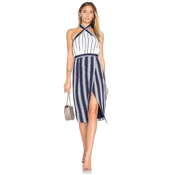 Lovers + Friends Naomi Striped Halter Midi Dress - Picture 1 of 10